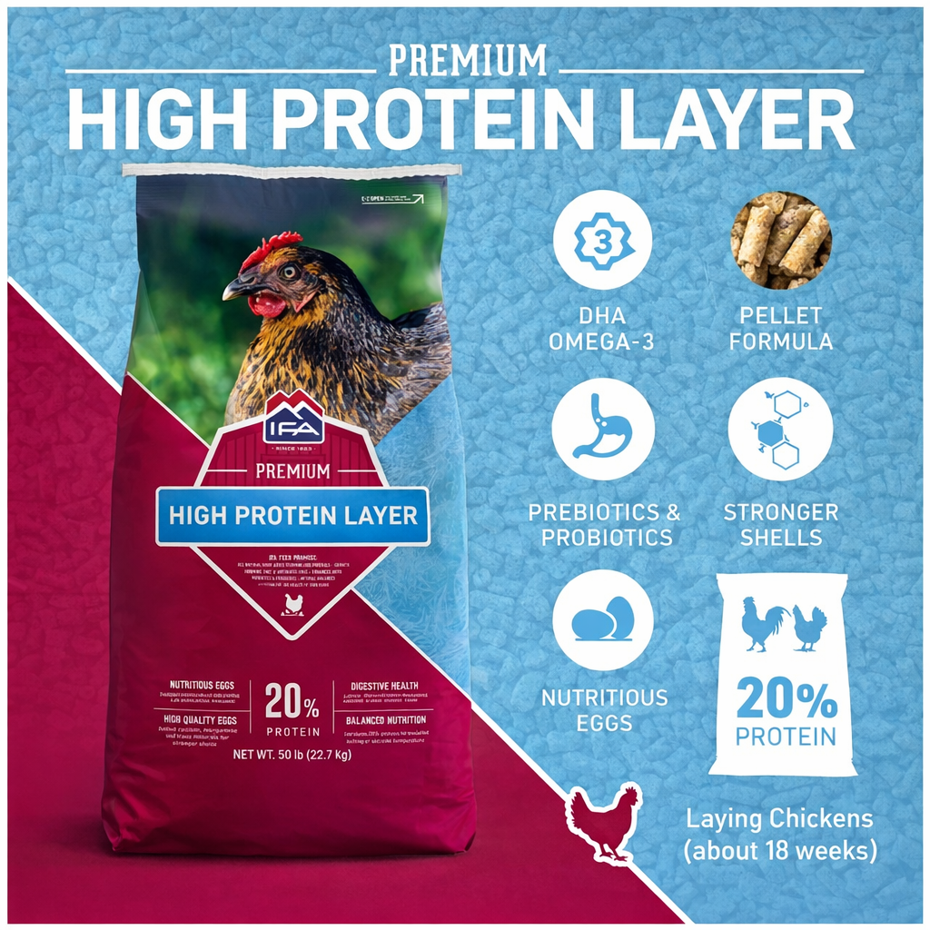IFA 20% Layer Pellet Chicken Feed 50 LB Bag