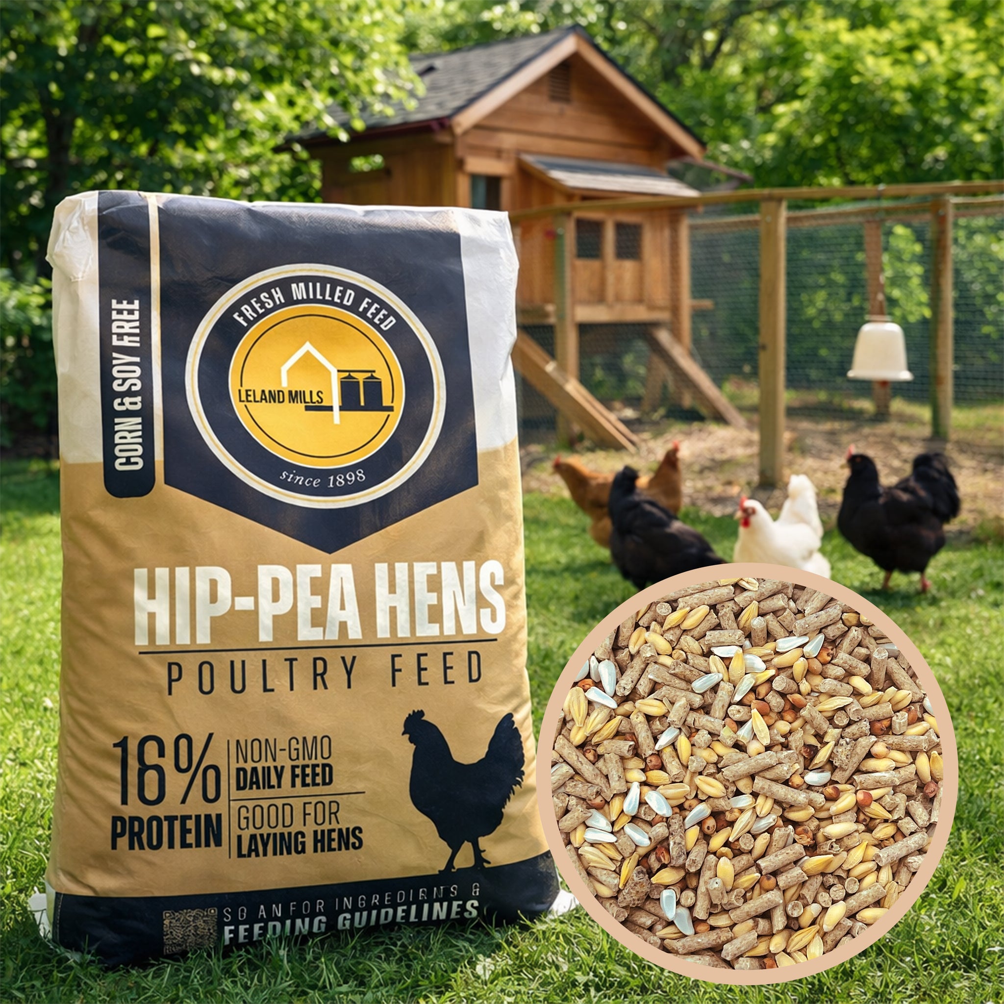 Hip Peas Rocking Ranch Non-GMO Layer Blend Feed for Hens | Chicken Feed | Leland Mills