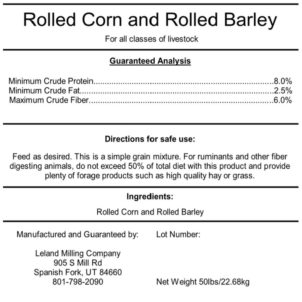 Rolled Corn and Rolled Barley
