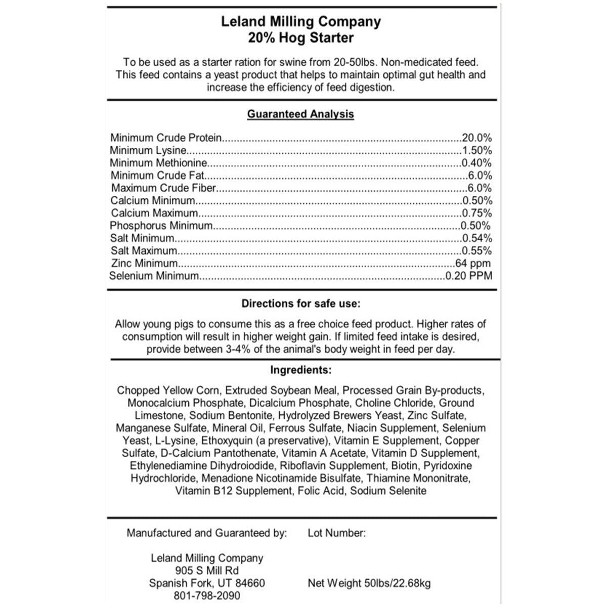 Pig Ingredients 20% Protein Pig Starter | Pig Feed | Leland Mills