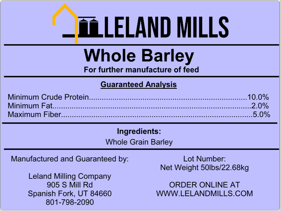 Whole Barley 50 LB Bag