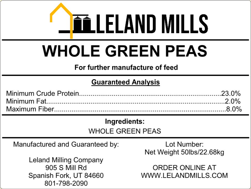 Whole Green Peas 50 LB Bag